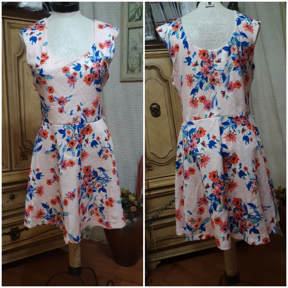 Vintage Style Dress sz XL Flower print B9 CANDIES Retro Cute